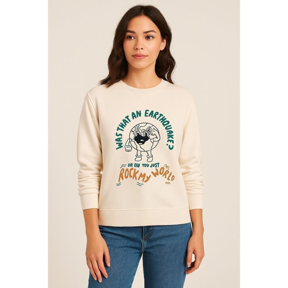 ICON Denim Rock my World Graphic Sweatshirt Beige Size S
